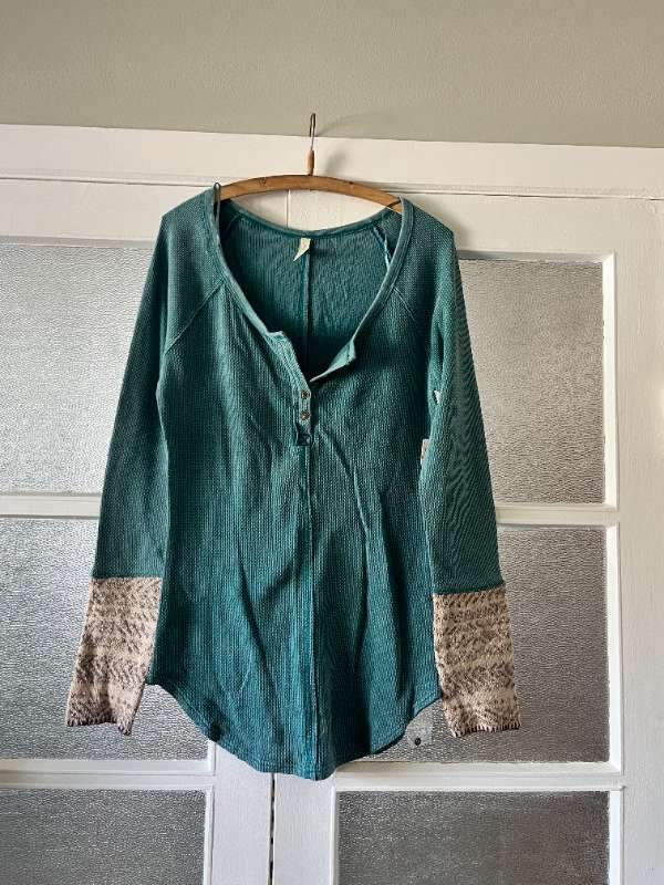 Free People Henley Top Blue