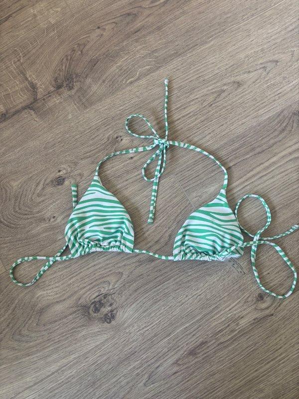 Grænn og hvítur bikinitoppur