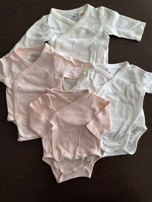 H&M samfellur langerma 4 stk. bleikt