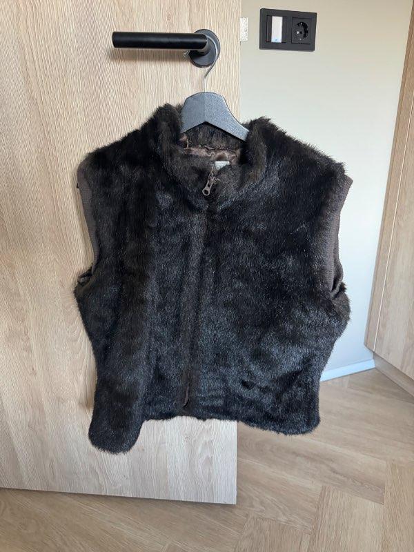 Vintage loðvesti (brúnt)