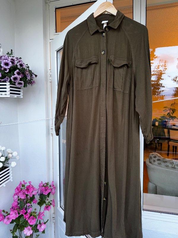 Skyrtukjóll græn/brún st. 44/XL