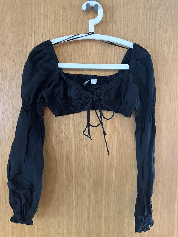 svartur toppur með ermum H&M