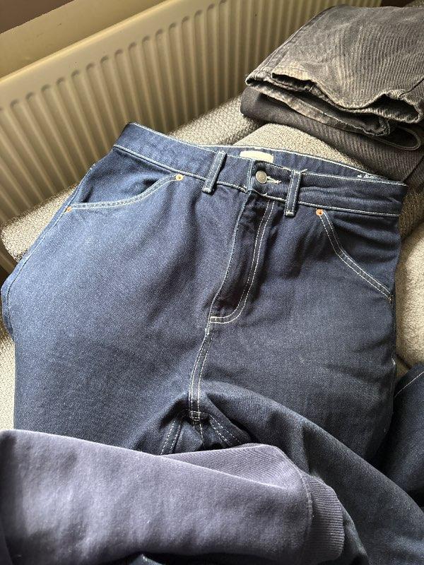 Bláar gallabuxur zara