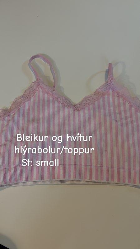 Bleikur og hvítur hlýrabolur