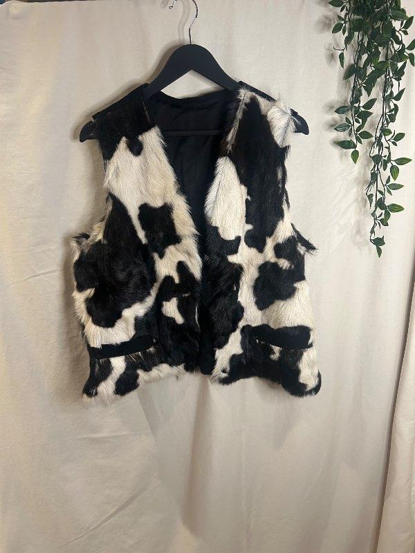 Cow print loð vesti