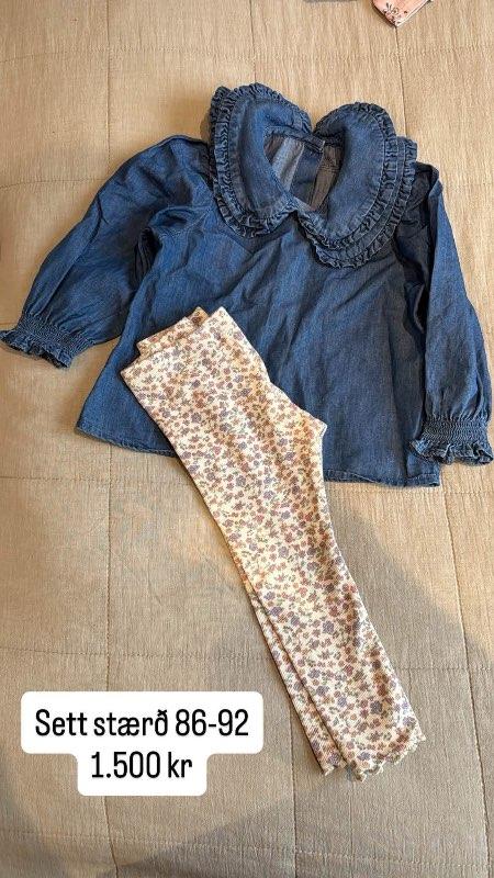 Gallaskyrta & blóma leggings stærð 86-92