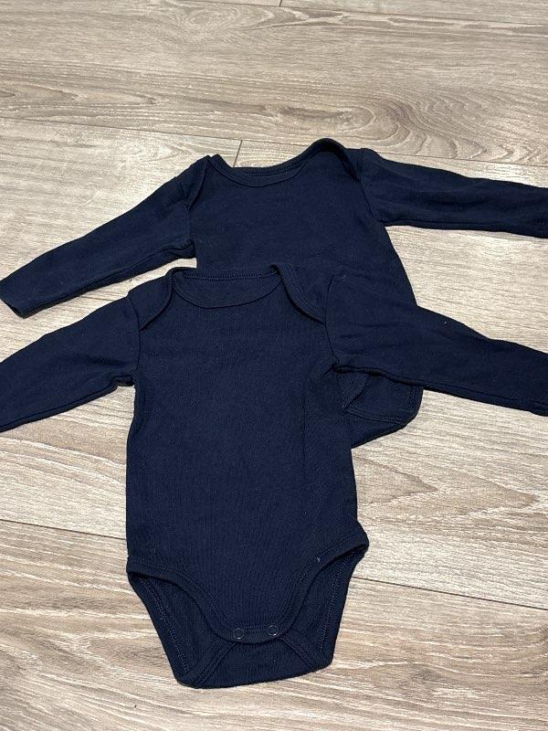 Navy langerma samfellur 2 stk