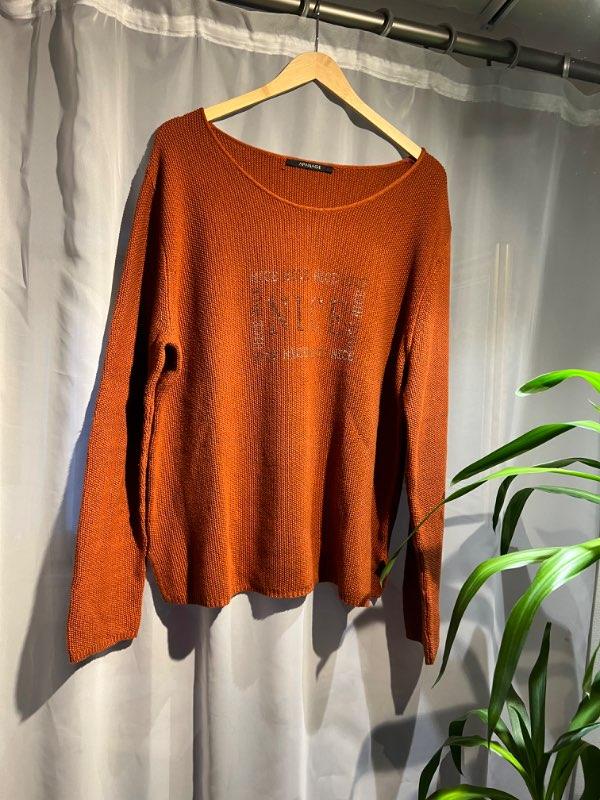 Orange crewneck peysa - S