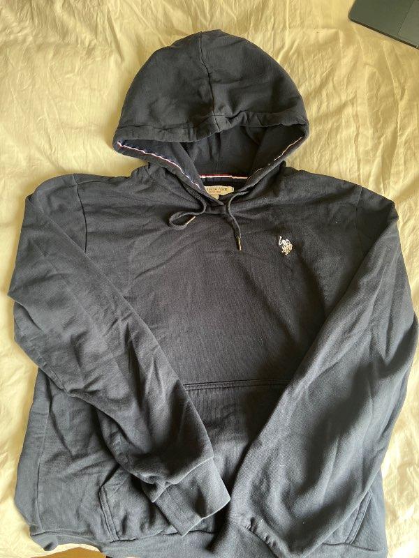 Polo assn blá hettupeysa