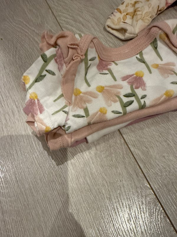 4x samfellur saman blóm/bleik