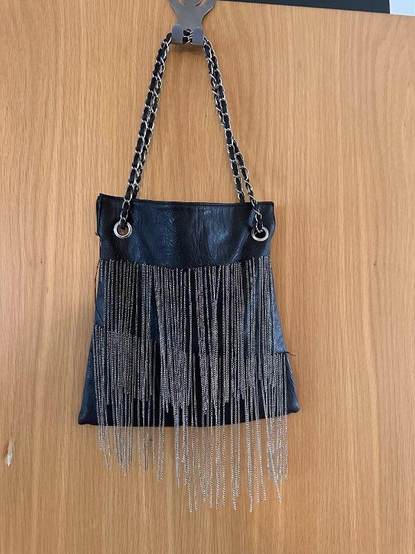 leður taska með silfur bling